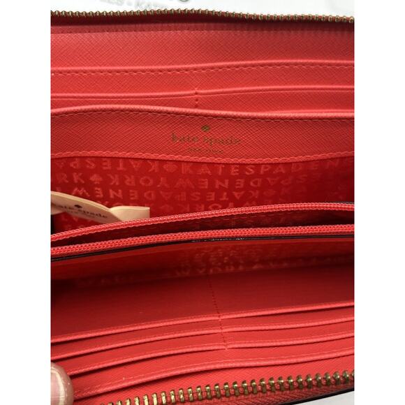 Authenticated Kate Spade New York Laurel Way Neda Accordion Zip Wallet Red Chili - Picture 9 of 12